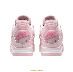 Full Pink Mid Top Basketball Sneakers, Shock-absorbing Air Cushion Outsole & Smooth Leather Upper, Street Matching & Sports Training, With Original Shoe Box