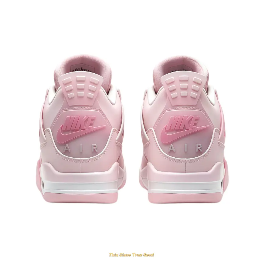 Full Pink Mid Top Basketball Sneakers, Shock-absorbing Air Cushion Outsole & Smooth Leather Upper, Street Matching & Sports Training, With Original Shoe Box