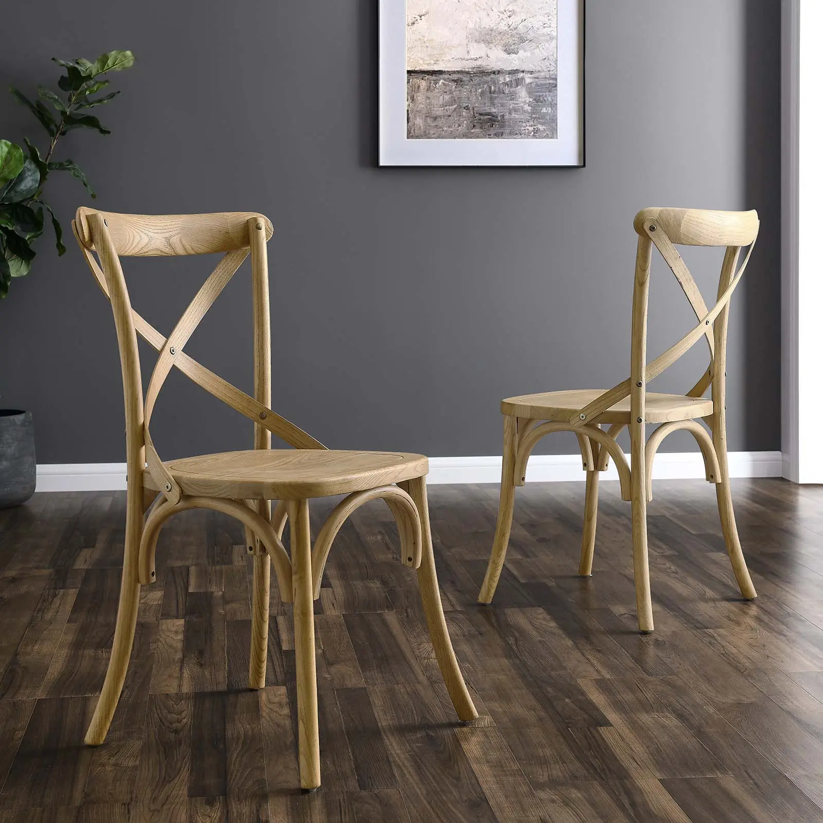 Modway Gear One Size Sturdy Wood Modern Farmhouse Rustic Accent Arm Dining Chair - Natural Finish, 300 – 349 Lb Capacity, Non-Marking Foot Caps, for Kitchen Nook, Indoor Furniture