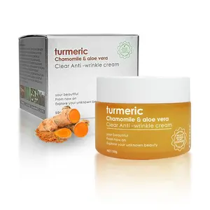 Turmeric Collagen Anti-Wrinkle Cream with Chamomile & Aloe Vera | Brightening Hydrating Anti-Aging Face Cream | Strengthens Skin Barrier, Minimizes Fine Lines 50g