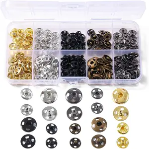 200 count Snaps for Fabric, 8mm and 10mm Fabric Snaps, 5 Colors Snap Buttons for Clothes, Suitable for Sewing