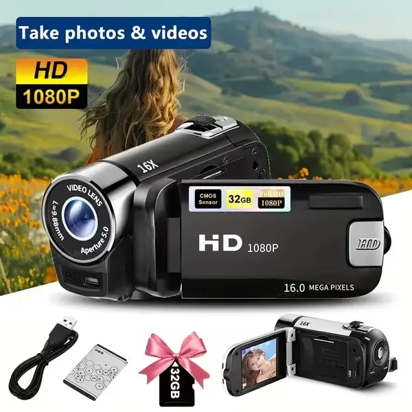 A Camera with A 270 Rotating LED Flip Screen, Equipped with A 32GB