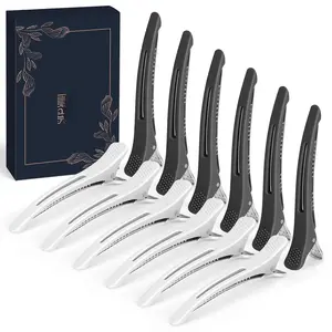 12 count Professional Hair Sectioning Clips for Women, Anti-Slip No-Crease Hair Styling Clips, Salon &  Use Duckbill Clips for Hair , Coloring and Sectioning with  Band