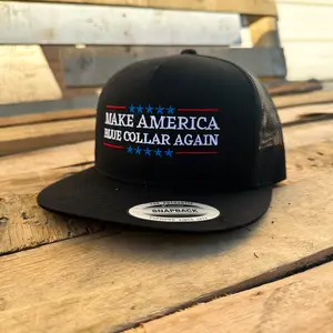 Make America Blue Collar Again Trucker Hat - SnapBack Trucker Hat - Embroidered Trucker Hat - Western Snapback - Classics Snapback