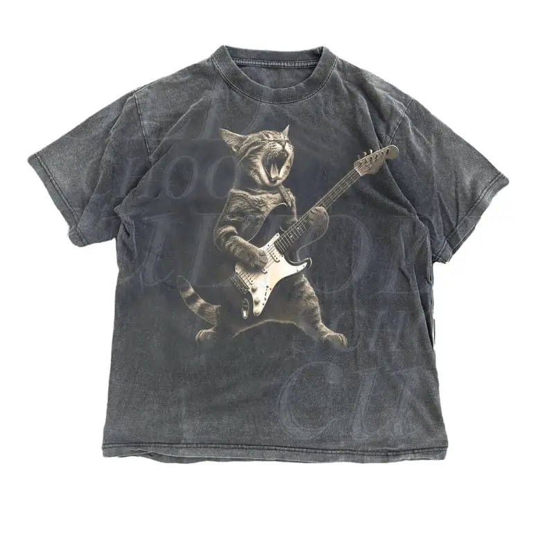 Rock Cat Playing Guitar Vintage Shirt, Retro Funny Guitar Cat T-Shirt, Cat Lovers, Rock Lovers Gift, Funny Gift, Rocker Shirt Menswear Top Underwear Tshirt