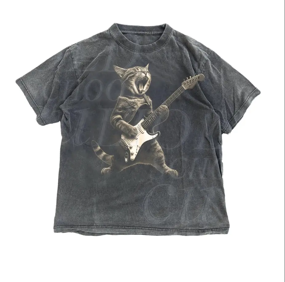 Rock Cat Playing Guitar Vintage Shirt, Retro Funny Guitar Cat T-Shirt, Cat Lovers, Rock Lovers Gift, Funny Gift, Rocker Shirt Menswear Top Underwear T