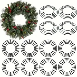 Glam Style Metal Wreath Frames, 8-10 Inch Round Wire Rings for DIY Christmas & New Year Party Home Decor Crafts Supplies Home Ornament