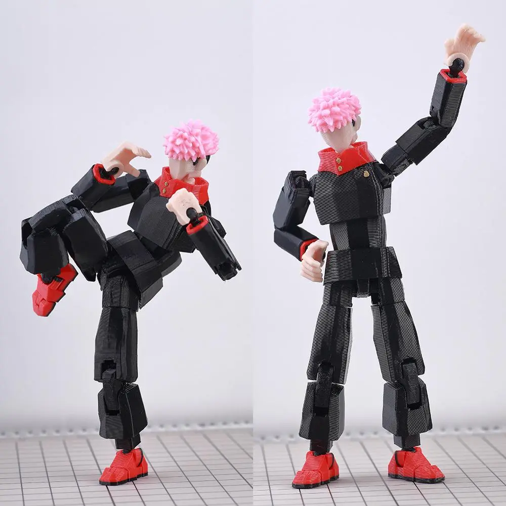 Itadori Yuji Action Figure, Jujutsu Kaisen Handmade Collectible with Ryomen Sukuna Parts, Multi-Joint Articulated T13 Dummy Model for Fans