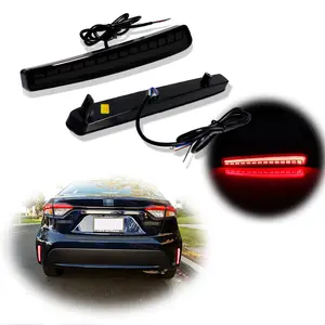 2pcs Smoked LED Rear Bumper Reflectors Brake Tail lamps Lights w/ sequential turn signal lamps lights, rear fog lighting kit For 2020 2021 Toyota Corolla