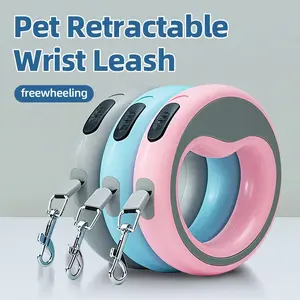 Pet Dog Leash Round Ring Design One-Click Lock Auto Retractable Leash, Hands Free Leash, 93.48 Inch Rope for Outdoor Walking Running
