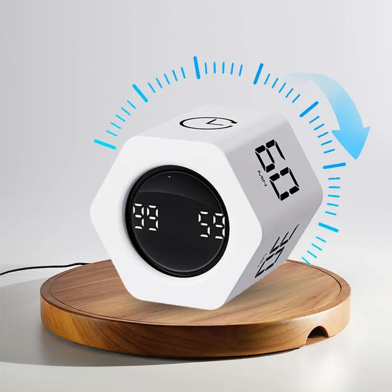 Lcd digital timer, Six-sided timer, Digital Timer Display, Productivity Timer Cube, Multifunctional timer, Rechargeable With gravity sensor, vibration/high/low volume, accurate timing, suitable for kitchen, learning, sports and fitness