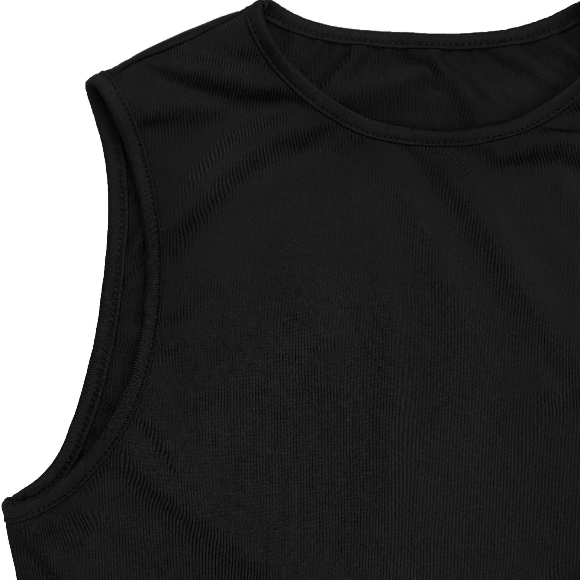 Fashion Women's Sexy Solid Color Sleeveless Crop Open Fork Dress