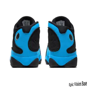 Black & University Blue High-Top Sneakers - 3M Reflective Mesh Upper with Suede Accents | Retro Basketball Kicks for Streetwear