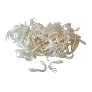 Triple Tail Tri-Tip Pearl White Color 2 inch 100 Pack Curl Tail Grubs