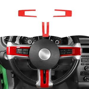 For 2009-2013 Ford Mustang Center Control Steering Wheel Trim Decor car interior sticker Decal Auto Carbon Fiber Cover Kit