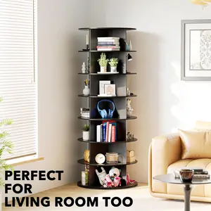 Rotating Shoe Rack 7 Tier Organizer, Design Shoe Tower Spinning Storage Lazy Susan, Revolving Rack 360, Closet Handbag Display Rotate Organizers