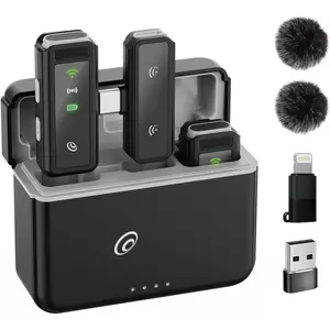 Mini Microphone for  & Android with  Case,  Lavalier Microphone for Video, Recording, Vlog, Hi-Fi Audio, Noise Cancellation, 24H Standby Lavalier Microphone