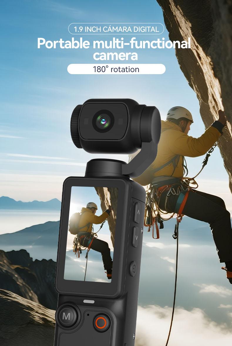 Ultra HD Portable Camcorder with 180° Rotating Lens & Smooth Stabilization | Handheld Anti-Shake Camera for Vlogging, Travel & Daily Recording | USB Rechargeable, Durable & Compact