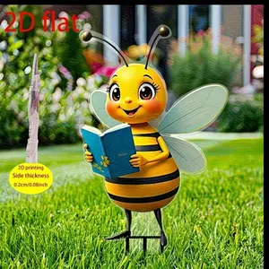 2D Flat Acrylic Bee Garden Stake, Cute Bee Yard Art Decor, Waterproof Outdoor Ornament, Flower Pot Lawn Decoration, Gift for Garden Lovers