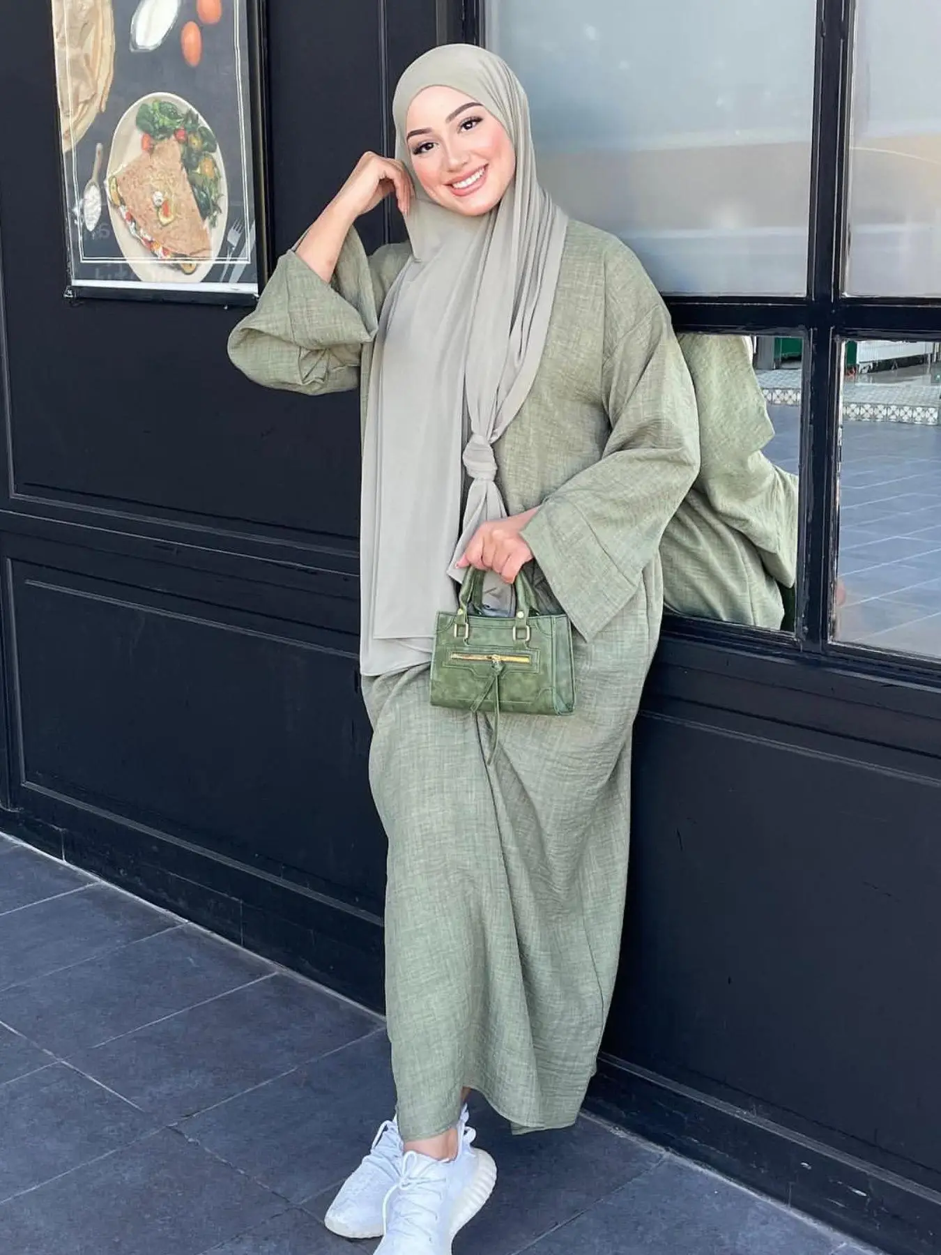 Women's Solid Color Abaya, Modest Fashion Casual Long Sleeve Open Front Abaya for Daily Wear, Women Islamic Clothing for All Seasons