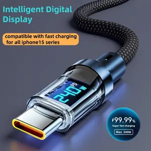 240W Dual Type C Digital Display Cable, Fast Charging & Data Transfer, Durable Material, Compatible with iPhone 15 Pro Max, Xiaomi, Macbook, iPad, Smartphone
