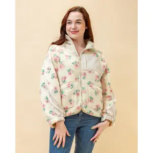 Comfort Provider Fleece Jacket in Pink Flower Comfort Provider Fleece Jacket in Pink Flower