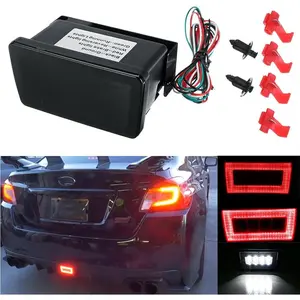 3-In-1 Smoked Lens LED Rear Bumper Fog Light Tail Third Brake Lamp Backup Reverse Running Light Kit Assembly Compatible with 2011-up Subaru WRX STI XV Impreza Crosstrek accessories