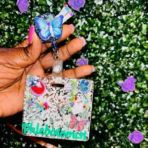 Phlebotomy Badge Buddy with Collection tubes as flowers and butterflies and lady bug spring time theme perfect gift