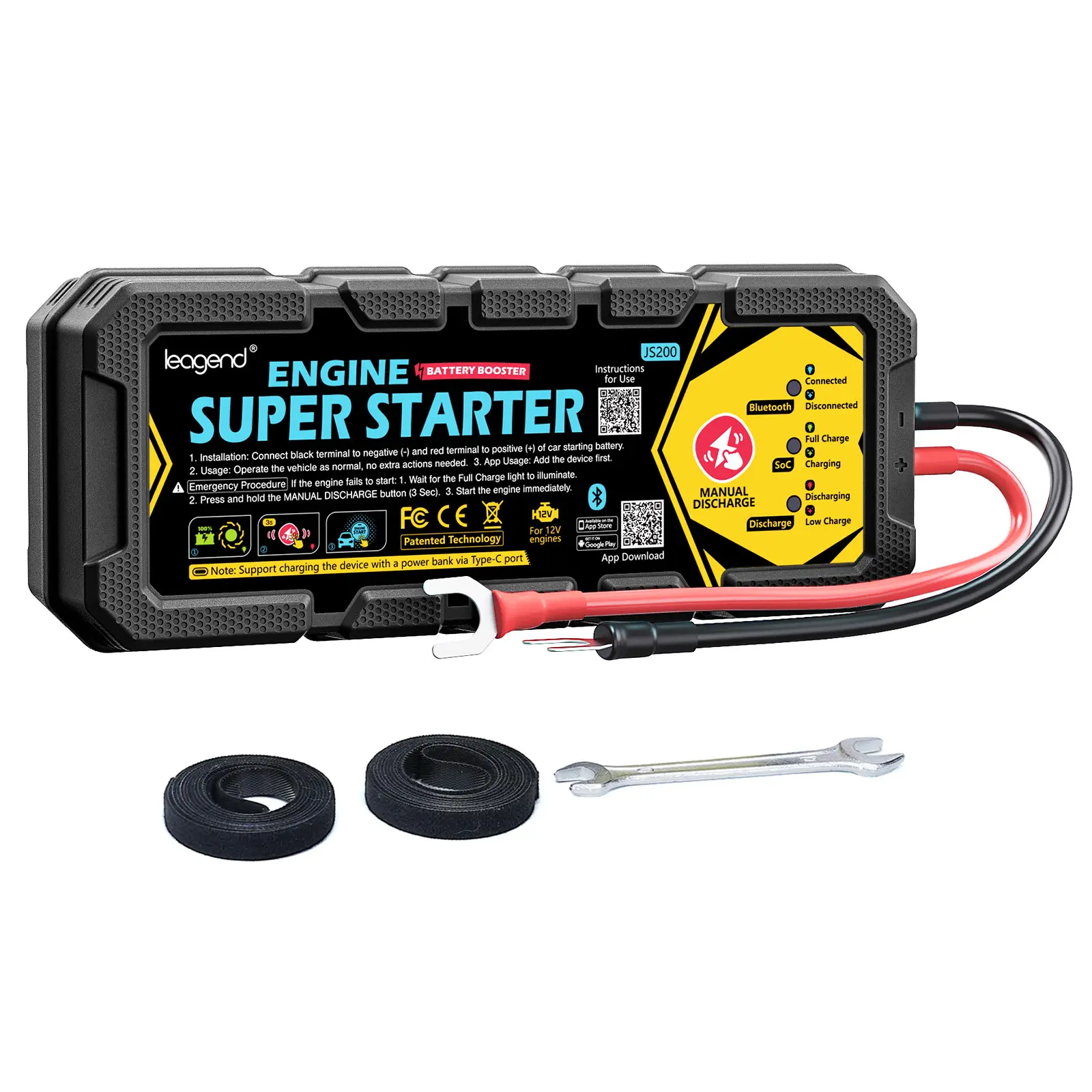 LEAGEND JS200 700A Super Capacitor Jump Starter, 12V Car & SUV Escape Tool, App Battery Check, -40℉ To 176℉ Operating Temp, Easy Car Jump-Starting Function