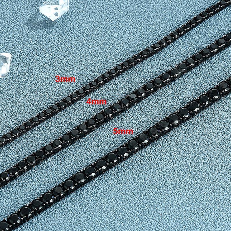 EWYA Full 3/4/5/6.5mm Black Moissanite Tennis Bracelet for Men Women Unisex 925 Silver Plated 18K Black Gold Hip Hop Bracelets