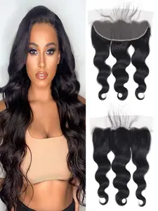 13x4 Lace Frontal Closure Body Wave Ear to Ear HD Lace Frontal Brazilian Human Hair Closure Free Part 150% Density Body Wave Hair Extensions Pre Plucked Natural Black