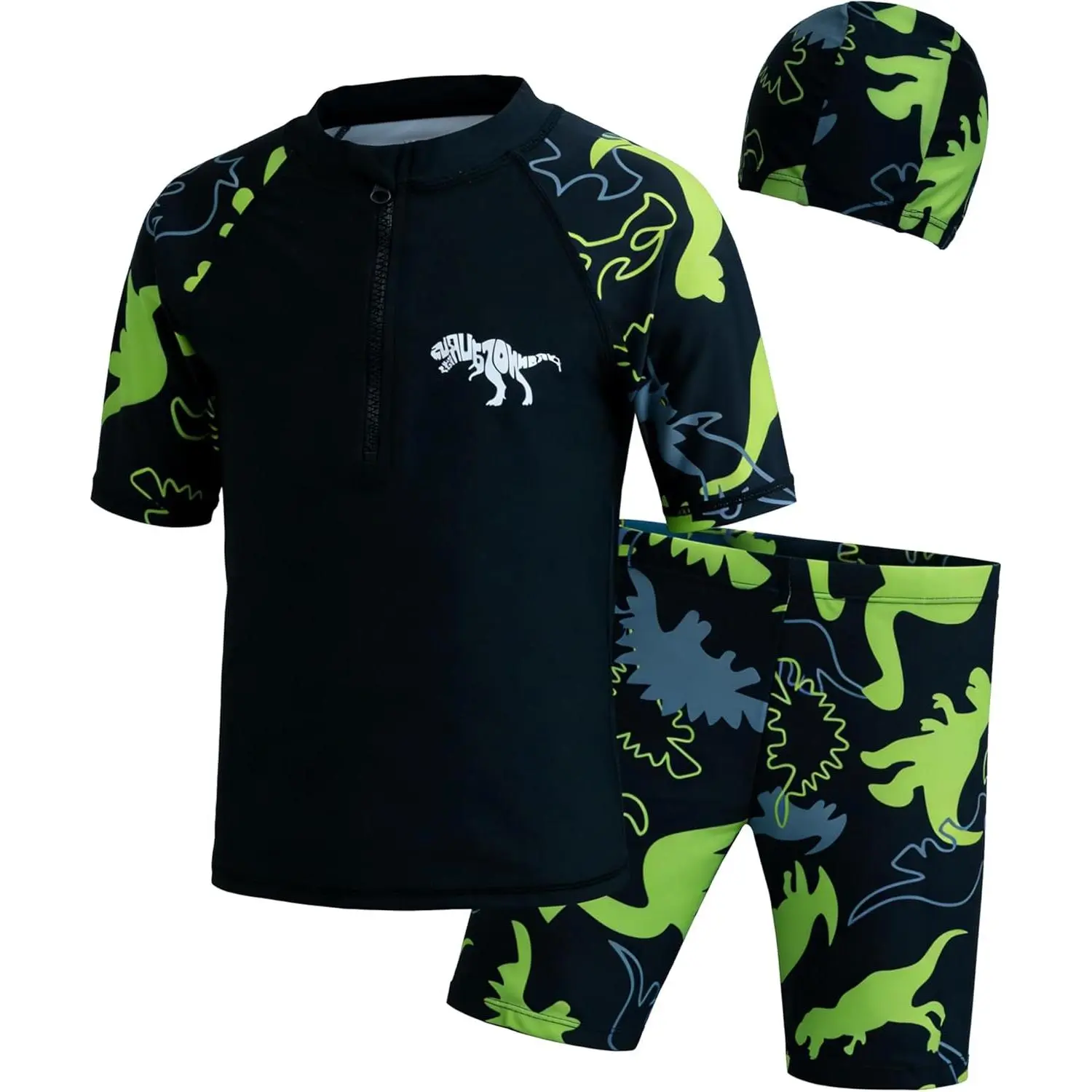 Boys' Wetsuits Matching Set - UPF50+ Rashguard, Drawstring Trunks, Cap, 4-Way Stretchy, Quick Dry, Sublimated Colorful Fashion Wetsuits for Beach, Pool, Colorful Stretchy Wetsuits
