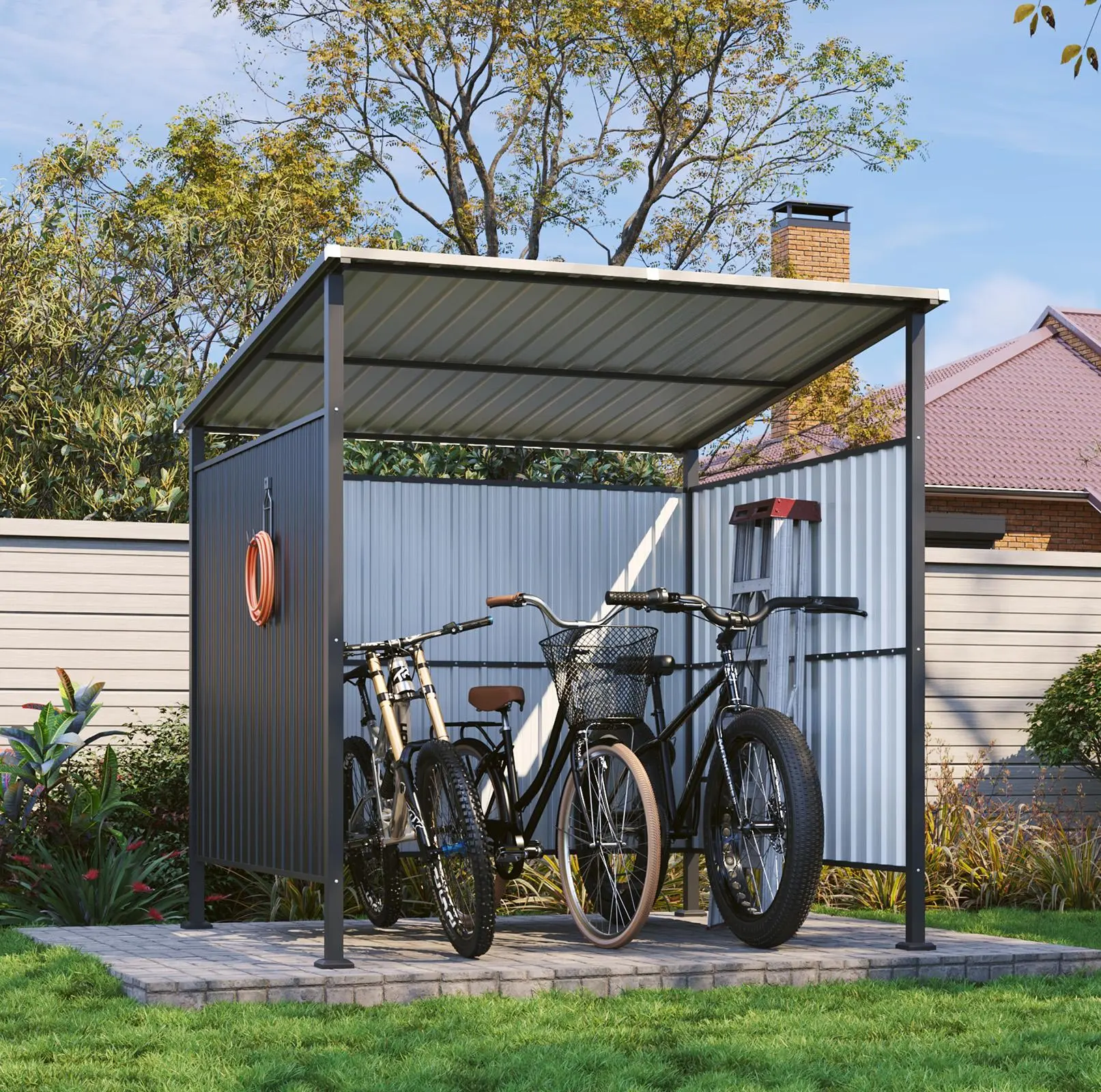 6x6FT Metal Hardtop Gazebo with Open Front Top, Anchored Base & Metal Panels - Rectangular Single Unit Outdoor Shelter for Patio, Decks, Pool Area, Grill, BBQ, Pets, Camping Essentials, Outdoor Furniture Set, Camping Gear, Solar Light Shade pop up