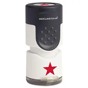 Accustamp  Pre-Inked Round Stamp with Anti Bacteria, Star, .63 in. dia., Red