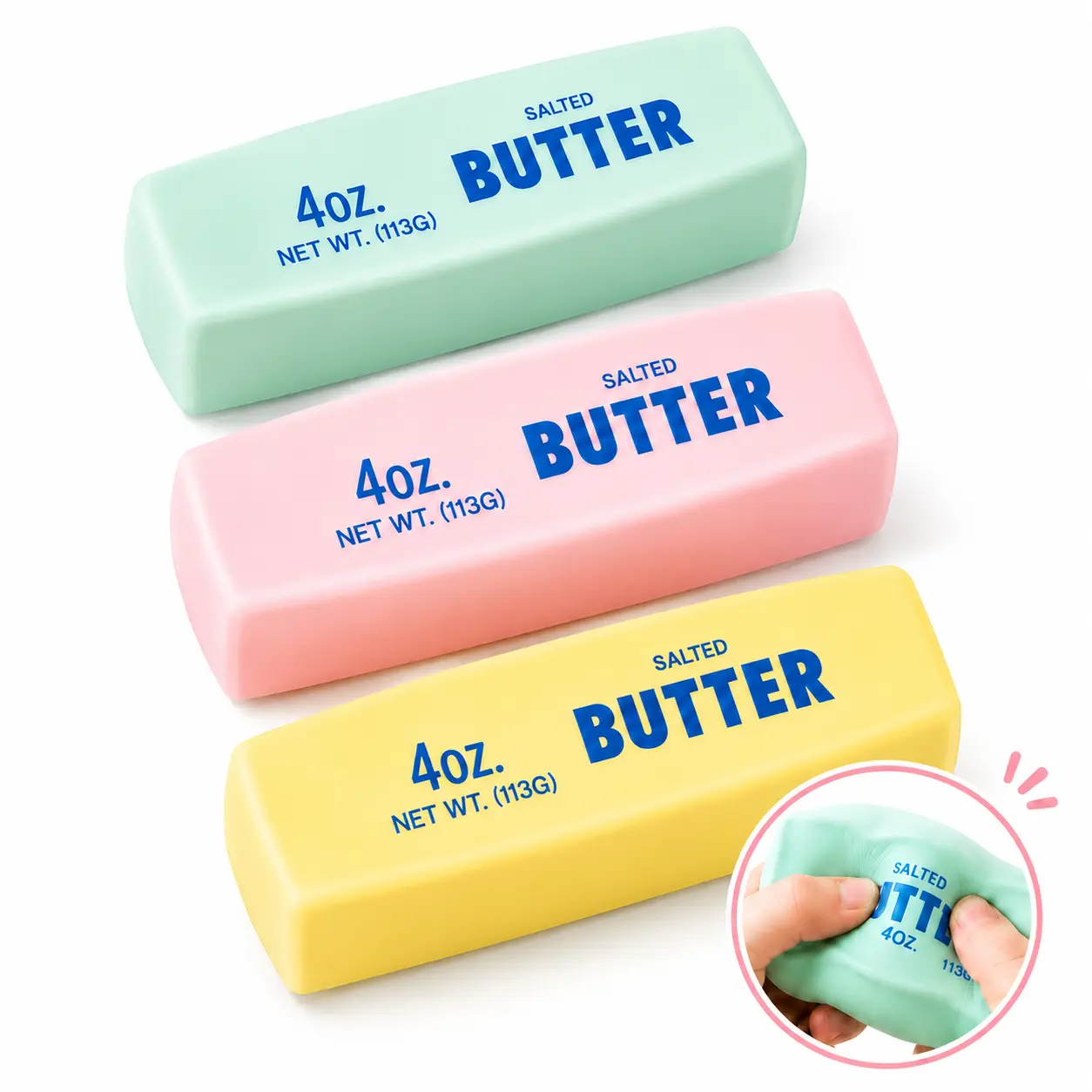 Crunchy Sound Butter Bar Squishy Toy, Soft Squeeze Sensory Fidget Toy, Cute Portable Stress Relief Desk Toy for Teens and Adults, Fun Party Favor and Relaxation Gift