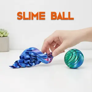 Slime Ball 3D Printed Fidget Ball Toy with Liquid Flow Effect Gear Sphere for Stress Relief Twistable Desk Toy for Anxiety Relaxation Office Home Travel