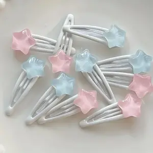 2PCS pentagram hair clips cute star hair clips side clip girls gift jelly pentagram bb clip soft cute star hair clips ins girl sweet side clip student hair clips Hair Accessory