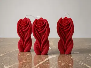 Hands Holding Rose Candle 4x1.5 inches
