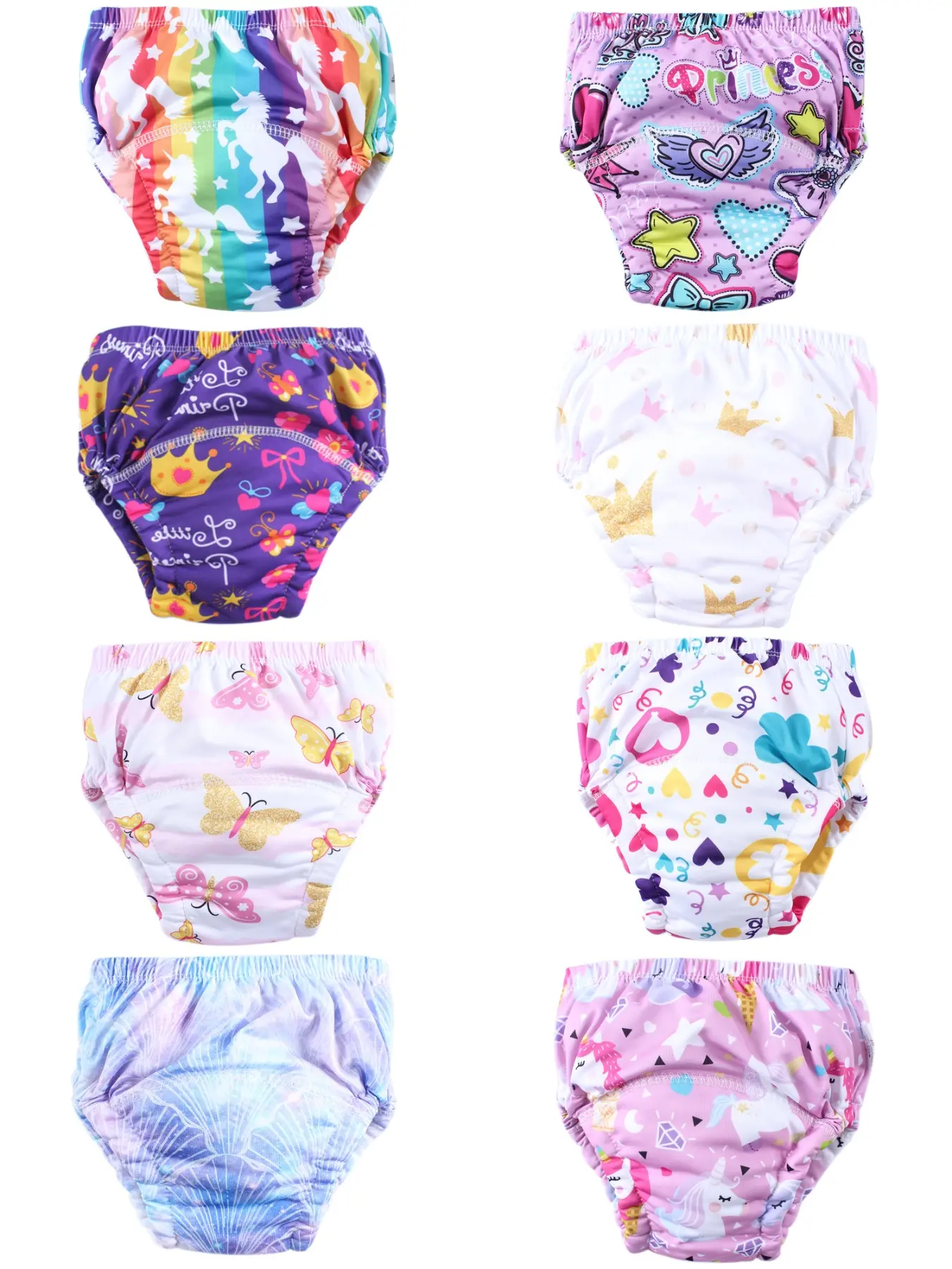 8-pack Baby Boy & Girl Soft Comfortable Fabric Fitted Above-Knee Diaper Training Bottoms, Casual All-season Wear