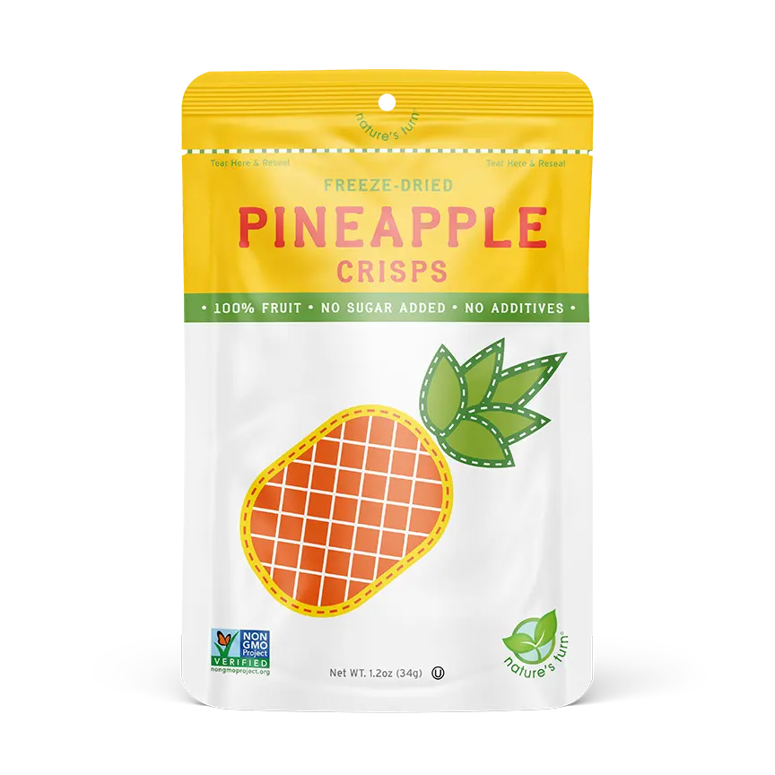 Freeze-Dried Pineapple Crisps - 100% Real Pineapple, No Sugar Added, Non-GMO, Gluten-Free, Vegan, Vitamin C & Fiber, Perfect for School Lunches & On-the-Go Snacks by Nature’s Turn