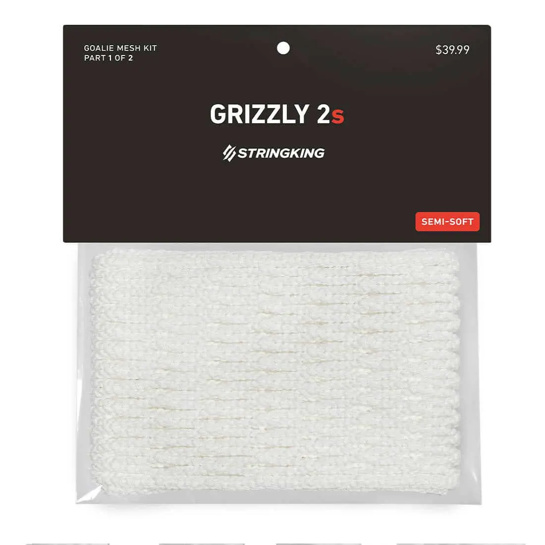 StringKing Grizzly Goalie Mesh 2S - Lightweight Mesh Fabric, Tri-Twist Design for Faster Hands, More Control (Football Goalie Equipment), 25% Lighter Than Grizzly 1, Consistent Release, Goalie Gear