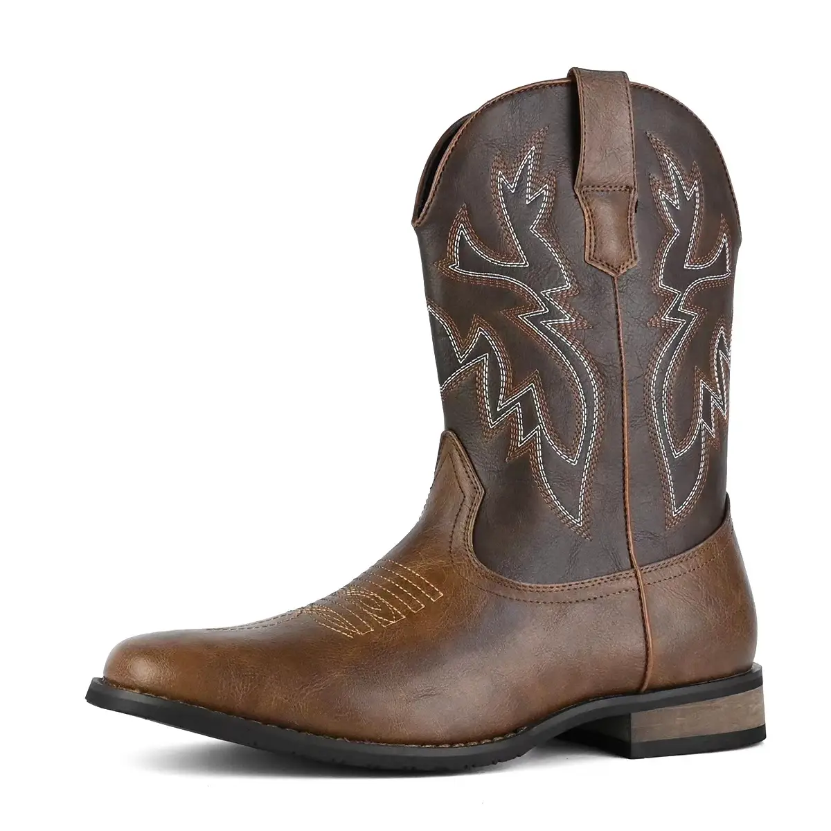 Cowboy Boots For Men Western Boot Durable Fashionable Retro Classic Square Toe Cow Boots, Accommodate Both Regular and Wide Calf, Stylish Square Toe,