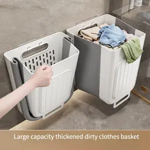 Wall-Mounted Collapsible Laundry Hamper for Home - Bathroom/Shower Room Dirty Clothes Storage Basket