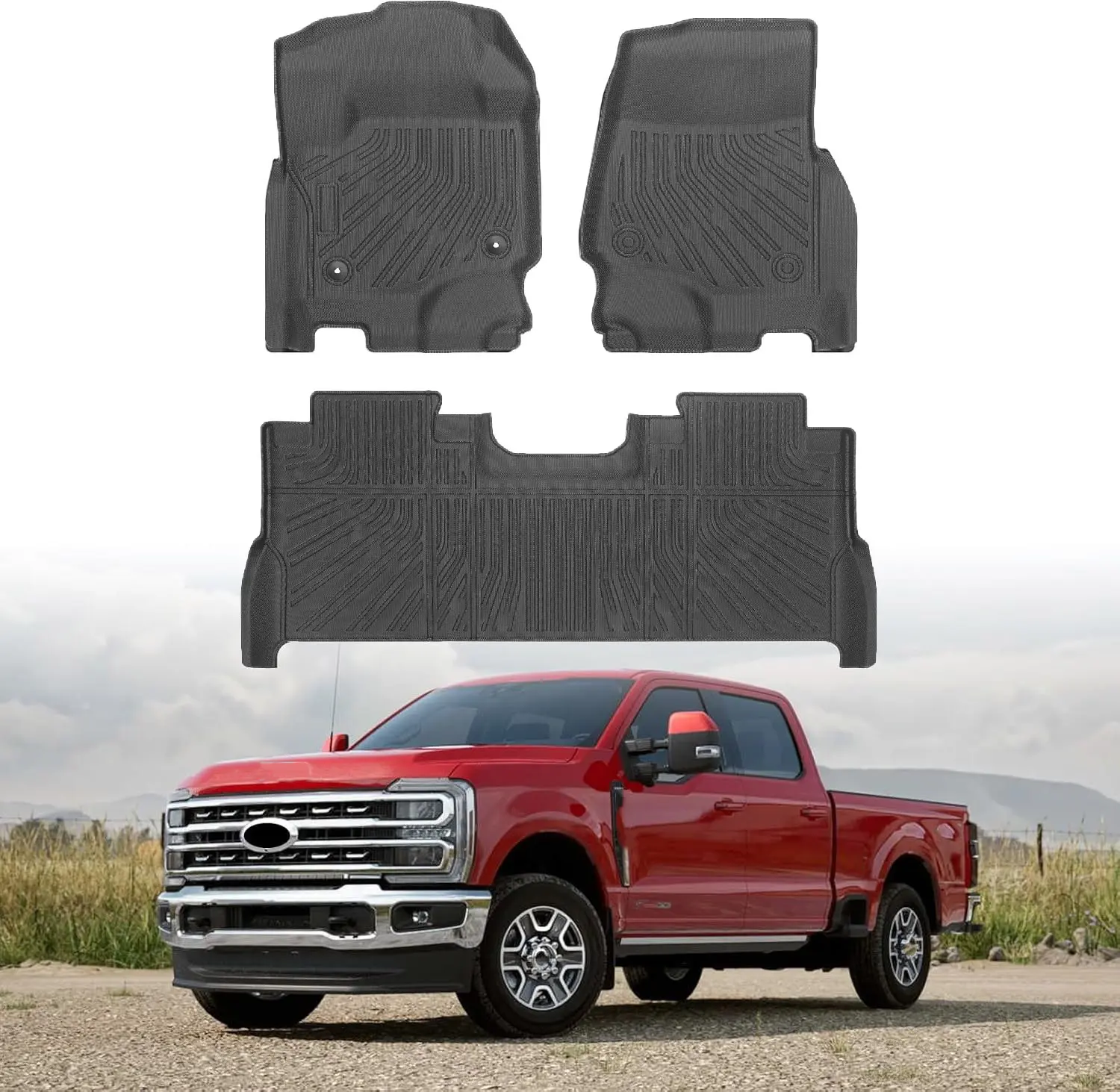 Auto Floor Mats For Ford F-250/F-350/F-450 2017-2026 SuperCrew (Crew Cab), All Weather Floor Liners For Ford F-250 Accessories, Heavy Duty TPE Car Mats, Car Accessories