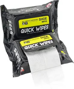 2 Pack 60 count Shoe Sneaker Wipes Cleaner Quick Wipes Disposable Travel Portable Removes Dirt, Stains