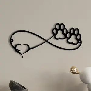 Dog Paw & Infinity Sign Pattern Wall Decor, Modern Minimalist Design, 1 Count Metal Wall Art, Durable Indoor Decoration for Home Office Hotel Coffee Shop, Ornaments