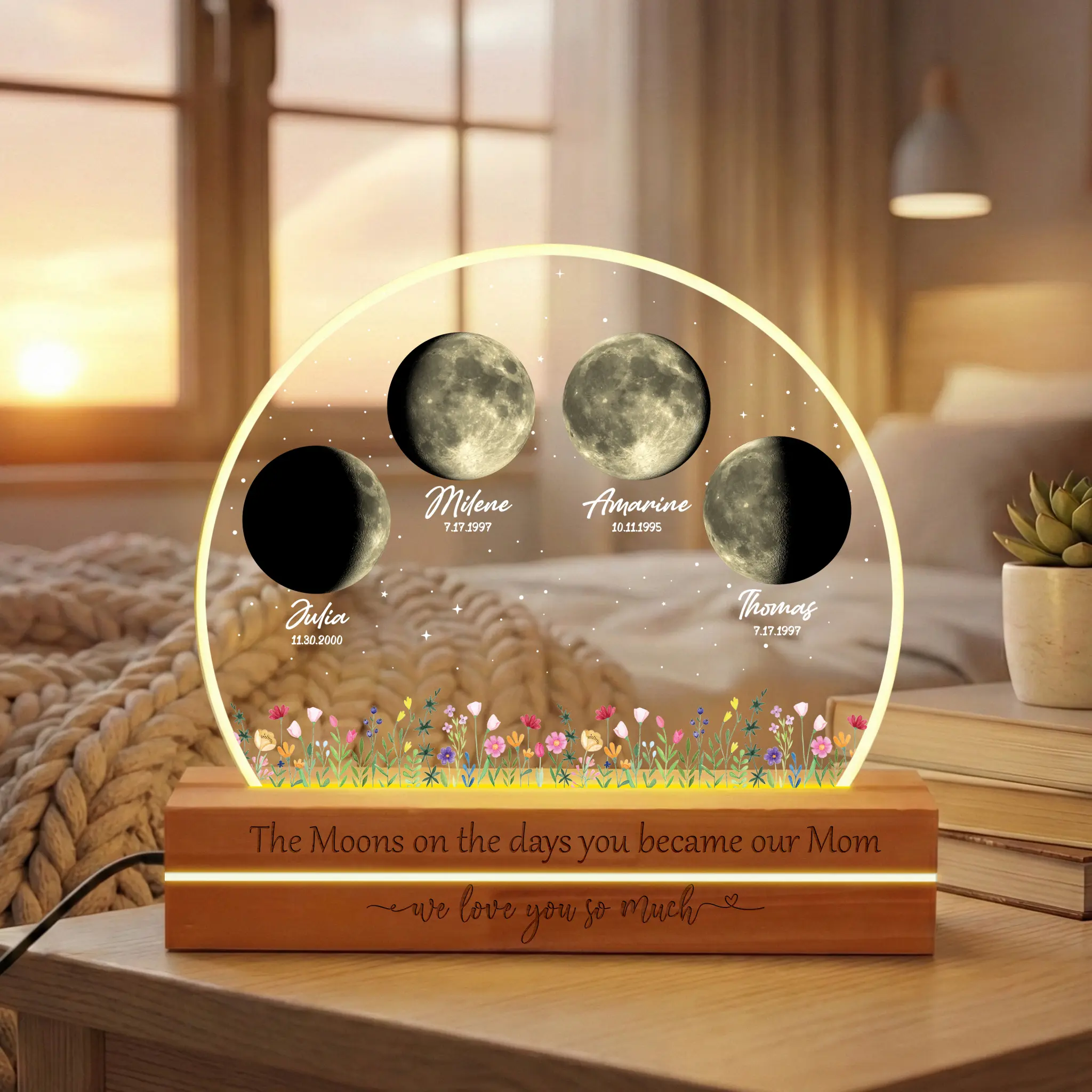 Personalized Moon Phase for Mom, The Day You Became Our Mom Gift, Mother’s Day Keepsake, Mom Gifts, Birthday Gift, Gifts For The Bedroom, Mothers Day Gift Ideas