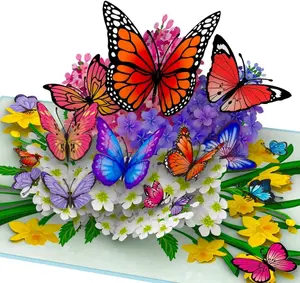 Butterflies in Nature Pop Up Card - 3D Butterfly Card for Wife, Husband, Girlfriend, Mom, Dad, Mother, Father (Birthday Card, Get Well, Thank You, Anniversary, Thanksgiving, Christmas, Mother's Day Gift)