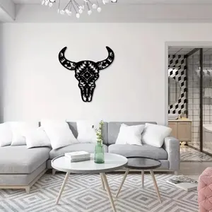 CIFbuy Western Iron Cow Skull Wall Art Artwork Durable Metal Home Decor Decoration for Living Room