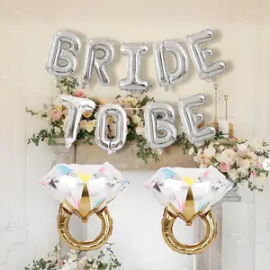 11pcs Bride to Be Banner & Colorful Diamond Ring Balloons, Perfect for Bridal Shower, Single Party, Engagement Party Decorations